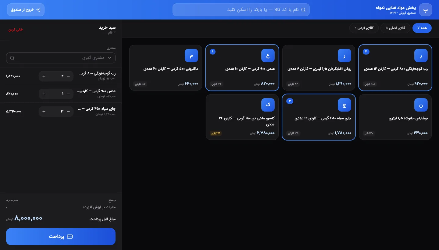 صندوق فروش مالیکس در حالت تیره
